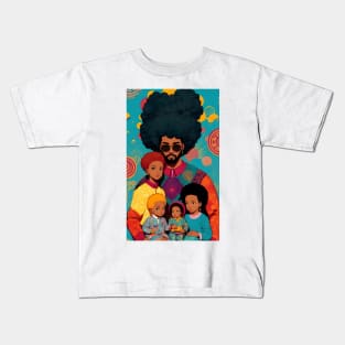 Seventies style afro haircut family Kids T-Shirt